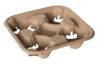 Papieren pulp draagtray voor 4 koffiebekers - 250 st/ds.