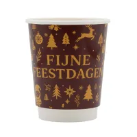 Koffiebeker Dubbelwandig Fijne Feestdagen 200cc/8oz - 500 st/ds.