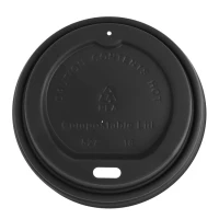 BIO deksel zwart CPLA voor koffiebeker ⌀80mm - 1.000st