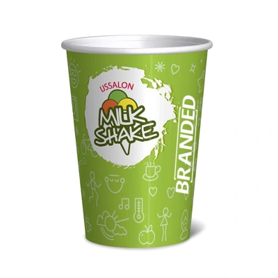 Milkshakebekers bedrukken karton 300cc/12oz volledig bedrukt