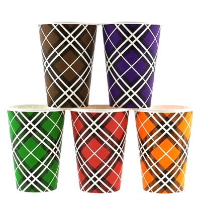 Koffiebeker 'Scotty Colour' schotse ruit assorti 180cc/7oz - 2.500st.