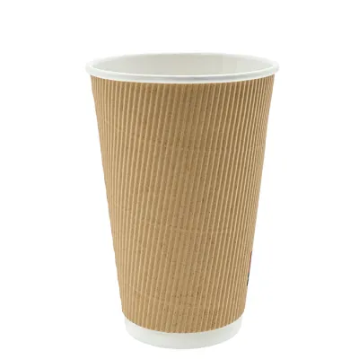 Kartonnen Koffiebeker Dubbelwandig Ripple 400cc/16oz - 500 st/ds.