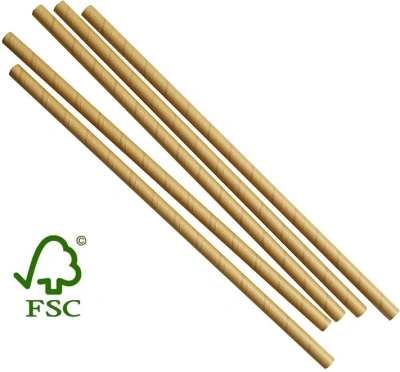 FSC® Kraft Papieren Drinkrietjes 240mm Ø8mm - 100 stuks